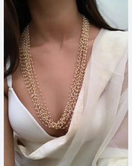 Dastak Designer Long Layered Chain with Pearl Stations