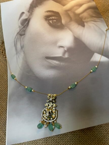 Amara Minimalist Jadau Polki Necklace with  Chain