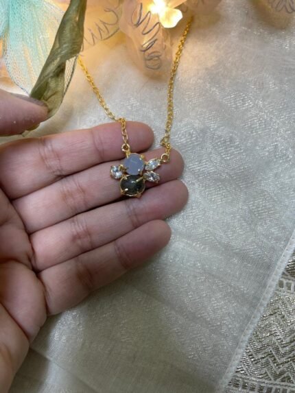 Bellucci Premium Gold-Plated Pendant Necklace with Semi-Precious Stones