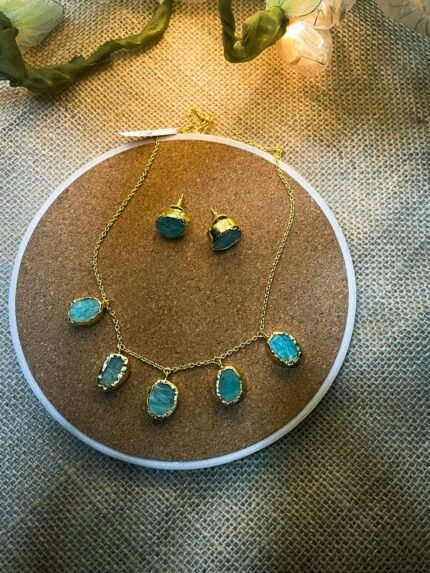 Bellucci Premium Semi-Precious Stone Necklace with Earrings