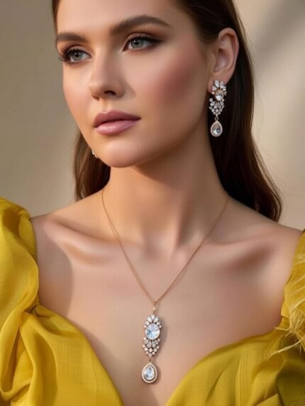 Shahi 92.5 Silver Polki Moissanite Jewellery Set