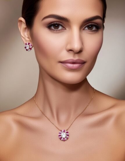 Shahi 92.5 Sterling Silver Polki Moissanite Jewellery Set