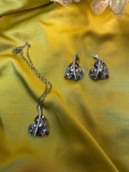 Shahi 92.5 Pure Silver Polki Moissanite Jewellery Set