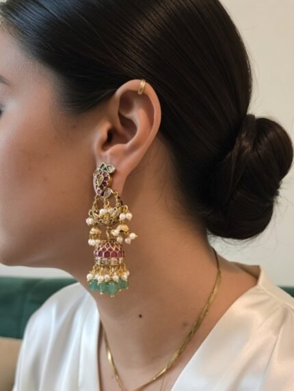 Amara Premium One Gram Gold Designer Jadau Jhumkas