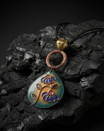 Bellucci Dhokra art Neckpiece with copper and copper enamel work