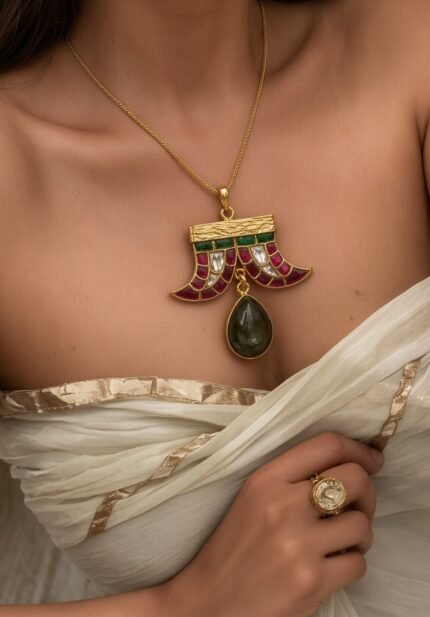 Amara Luxury Designer Jadau Kundan Pendant Chain
