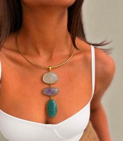 Bellucci 18 Karat Gold-plated Semi-Precious Hasli set